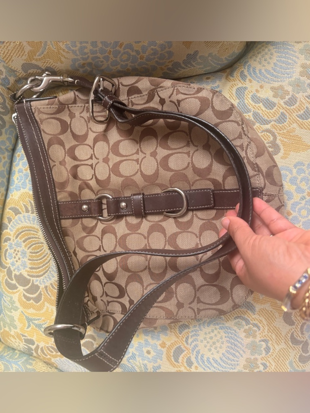 Coach Chelsea Signature Brown Canvas-F14446 Shoulder Tote Bag Purse - Picture 6 of 11